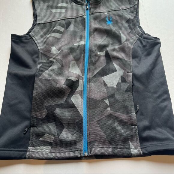 Spyder Men's Black and Gray Vest Full Zip Blue Trim Size Medium - Picture 5 of 9